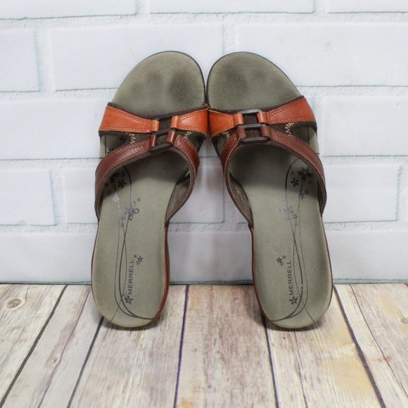 Merrell Dewberry Brown Leather Slip-On Comfort Performance Sandals US 8 - Picture 5 of 8